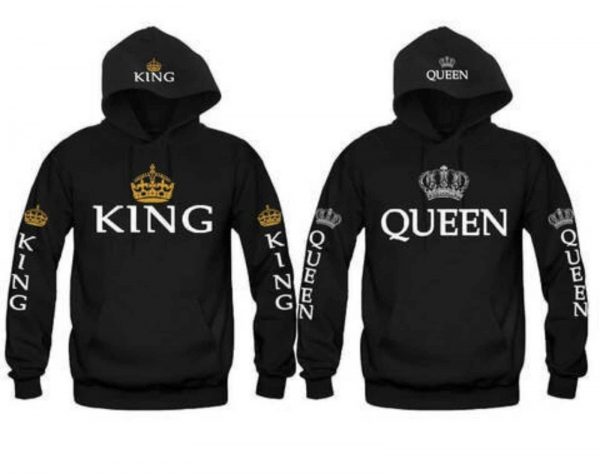 Crown Queen ,Crown  King Valentine Matching Couples Hoodies