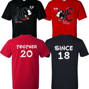 Soul Mate LO VE Celebrating Anniversary at Disney with custom couples matching valentine family matching tshirt