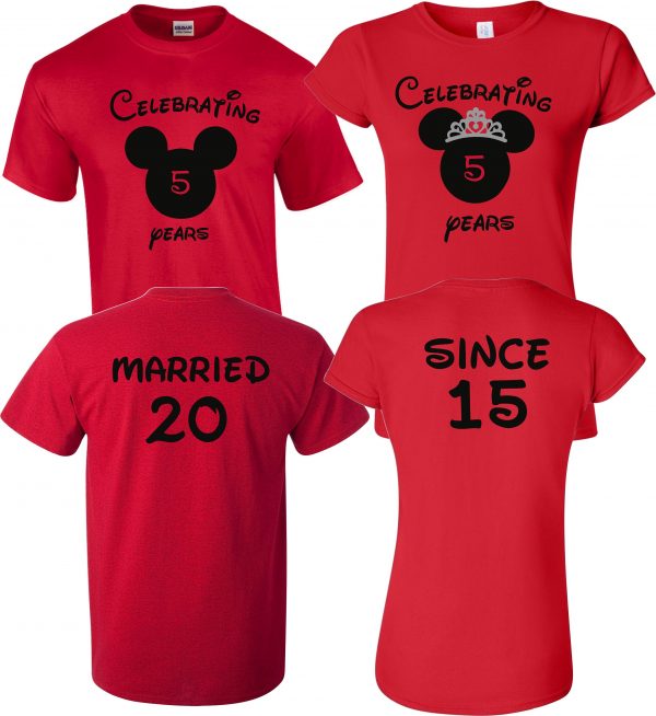 Together Since Celebrating Anniversary at Disney with custom couples matching valentine family matching tshirt