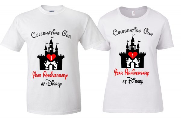 Celebrating Our Anniversary at Disney with custom couples matching valentine family matching tshirt