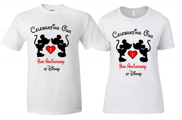 Celebrating Our Anniversary at Disney with custom couples matching valentine family matching tshirts