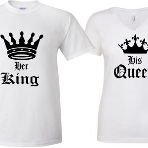 Her King His Queen  Celebrating Anniversary couples matching valentine family matching tshirt