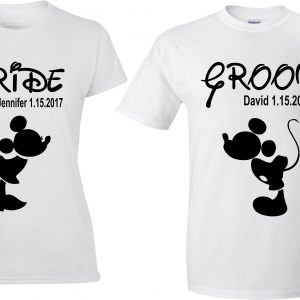Groom and Bride Celebrating Our Anniversary at Disney with custom names and date  couples matching valentine family matching tshirt
