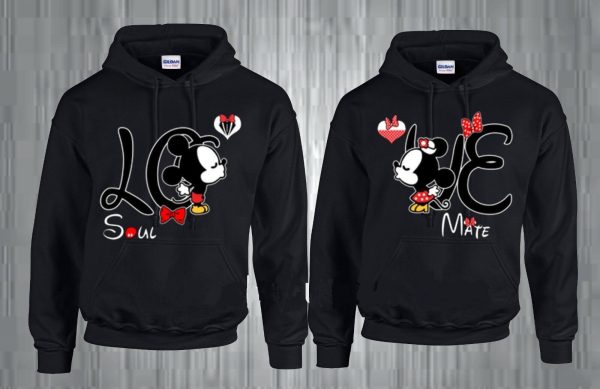 Soul mate LOVE Disney matching couples mickey Minnie  Valentine Matching Couples Hoodies