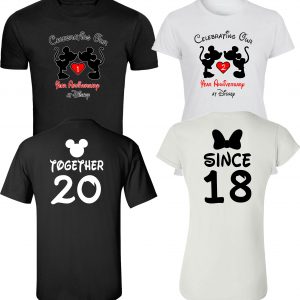 Celebrating Our Anniversary at Disney with custom together/since - married/since  couples matching valentine family matching tshirt