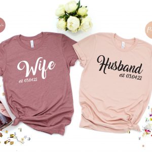 Wife And Husband T-Shirt | Custom Wedding T-Shirts | Just Married T-Shirt