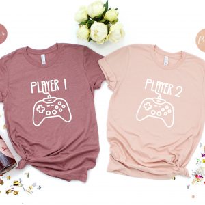 Player 1 Player 2 T-Shirt | Funny Couple T-Shirts | Video Game Matching T-Shirt