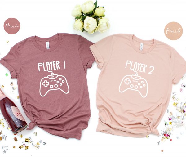 Player 1 Player 2 T-Shirt | Funny Couple T-Shirts | Video Game Matching T-Shirt