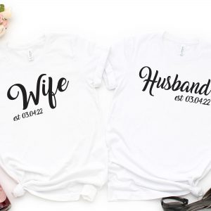 Wife And Husband T-Shirt | Custom Wedding T-Shirts | Just Married T-Shirt